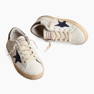 Golden Goose Leather Sneakers with Navy Star Accent